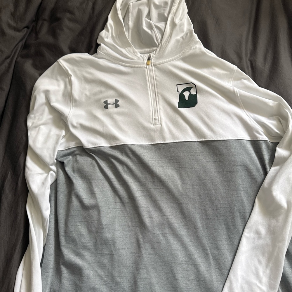Under Armour White and Gray Hoodie Delbarton Lacrosse